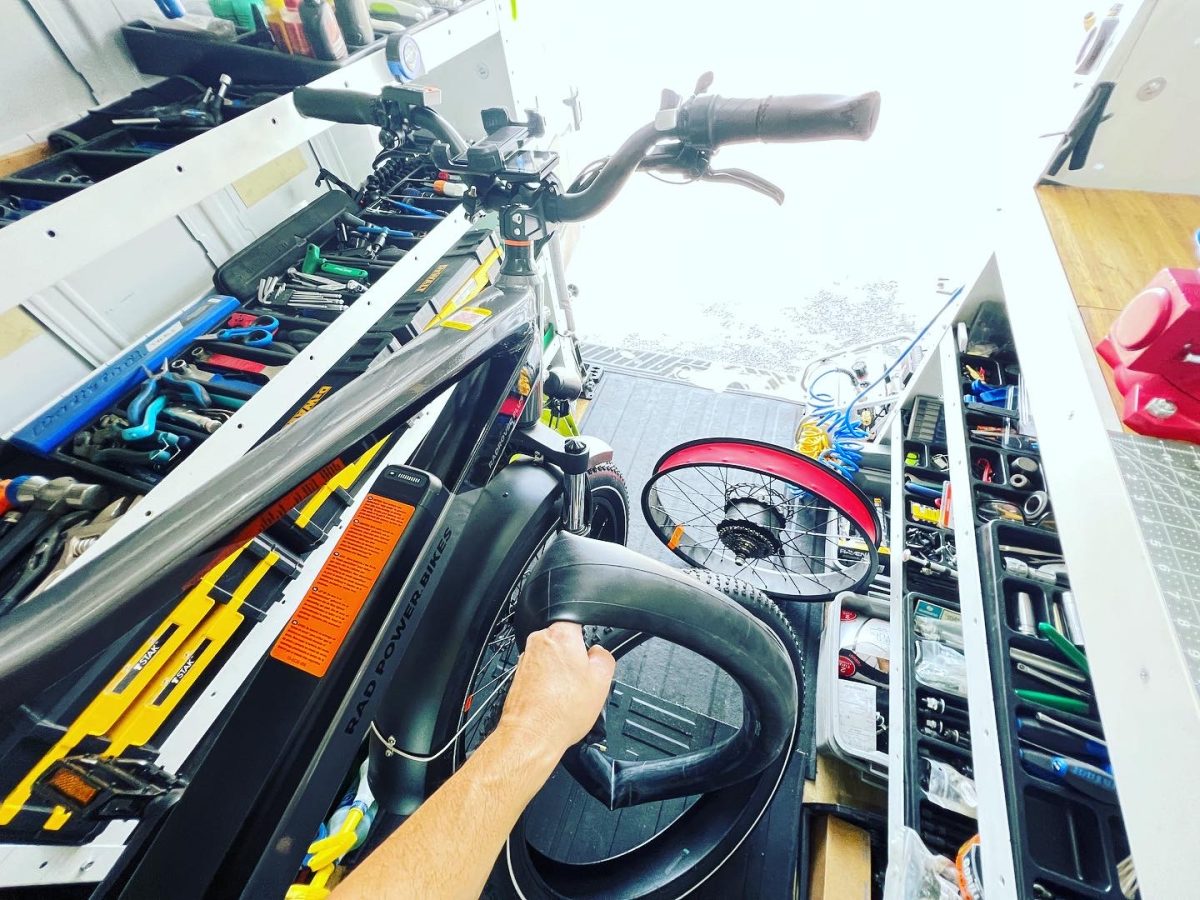 eBike flat tire repair in progress | Radius Mobile Bike Shop | Lancaster, PA