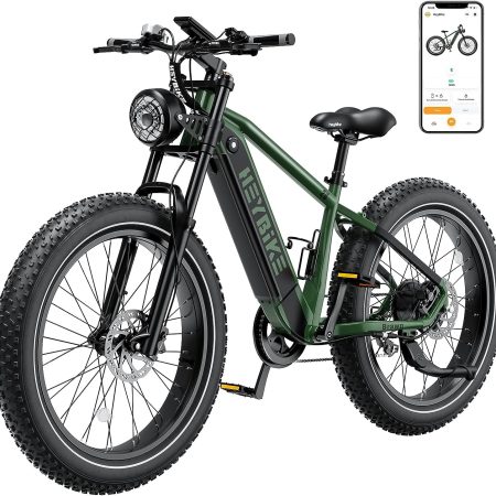 Heybike Brawn Electric Bike 48V 18Ah Removable Battery Ebike with 750W Motor Speed, Front Suspension Fork 26" Fat Tire